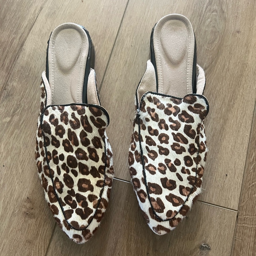 Rockpork Leopard Print Women's Slip-On Flat Mules Shoes Women’s 8.5
